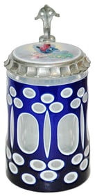 Double Overlay Facet Cut Glass Stein c.1850