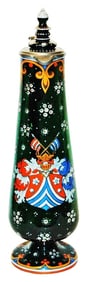 Heraldic Shield & Floral 17-1/2" Glass Stein & Lid
