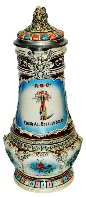 3L RARE ABC King of Beers Brewery Stein c.1900