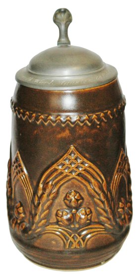 1L Art Nouveau Stoneware Relief Stein