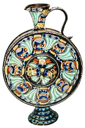 Unusual 12" Ringkrug Colorful Floral Swiss Stein