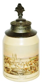 Uncommon Mettlach Panoramic Bamberg Scene Stein