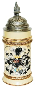 Mettlach Dueling Fraternal Student Shield Stein