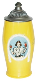 Mettlach Franz Ringer Woman w Beer Glass Stein
