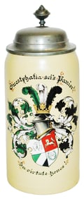 Mettlach 1L Dueling Fraternal Student Shield Stein
