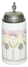 Mettlach Art Nouveau Floral Design Stein