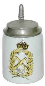 Mettlach Crossed Cannons in Wreath 1908 Stein