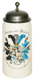 Mettlach 1L Dueling Fraternal Student Shield Stein