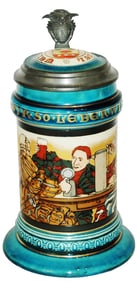 Mettlach Drfinking Landsknecht Etched Stein