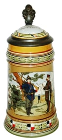 Mettlach Soldier, Officer and Hidden Girl Stein