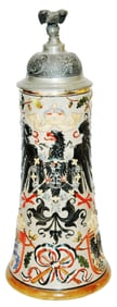 Imperial Eagle &State Shields Stein w Eagle Finial