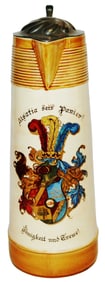Rare 3L Mettlach Dueling Student Frat Shield Stein