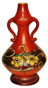 Mettlach Art Nouveau Floral Woman Shaped Vase