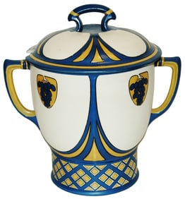 Mettlach 4L Art Nouveau Etched Punch Bowl