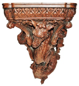 Unusual Carved wood Dragon w Wings Shelf