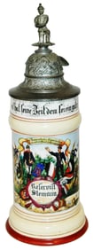 Regimental Inft Nr 158 Stein w Soldier Finial