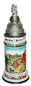 Regimental Stein Double screw off Lid w Prism