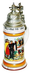 Regmtal Inft No 1114 Stein w Shooting Soldier Lid