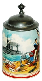 Naval Commemorative w Ship & Sailor Stein