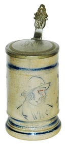 Whites Utica Man w Hat & Floral Stein