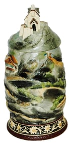 1L Dragon Handle Stein of Mountain w Castle on Top