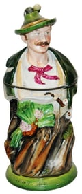 Alpine Climber Character Stein w Litho Of Chalet