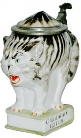 Angry Cat on Book Bohne Porcelain Character Stein