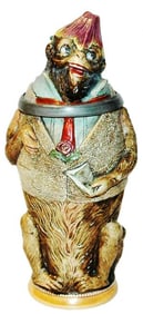 Diesinger Monkey w Leaf Hat Character Stein