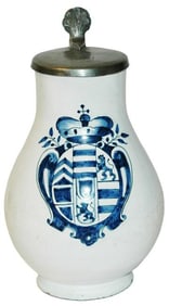 1L Hanau Faience Shield & Crown Stein