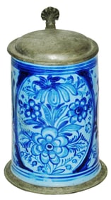 Salzburg Faience Blue Floral Stein c.1780