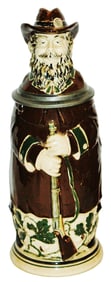 Bearded Hunter w Rifle Reinemann Character Stein