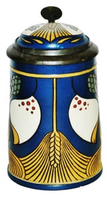 Mettlach Art Nouveau Floral Pattern Etched Stein