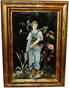 Mettlach Four Seasons Woman WaterCan Framed Plaque
