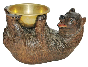 Black Forest Carved Wood Bear Ashtray