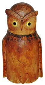 Carved Wood Owl Character Stein