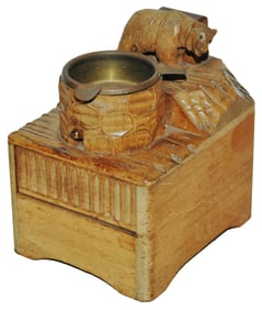 Black Forest Wood Cigarette Holder MusicBox w Bear