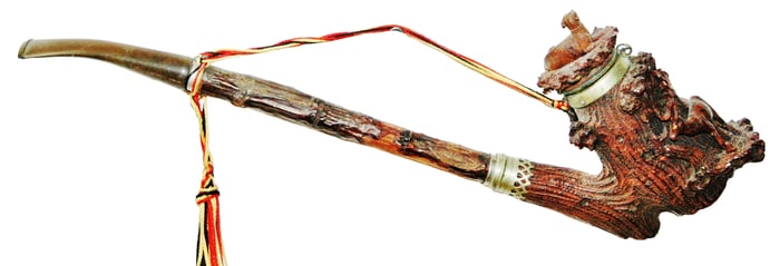 Black Forest Carved Wood Stag & Dog Pipe