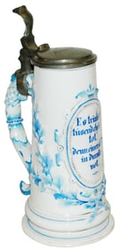 Dresden Verse & Floral Stein w Dolphin Handle