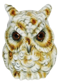 Bohne Porcelain Owl w Glass Eyes Night Light