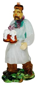 Czech Glass Innkeeper w Two Steins of Beer Figure