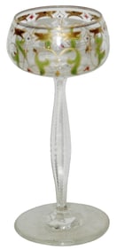 Transparent Floral Goblet w Notched & Faceted Stem