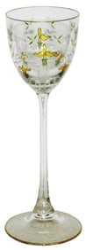 Transparent Art Nouveau Enamel & Wheel-cut Goblet
