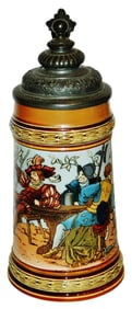 Mettlach Outdoor Scene w Blue Background Stein
