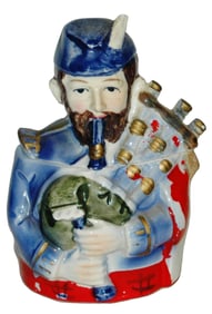 Bagpiper Austrian Majolica Tobacco Jar