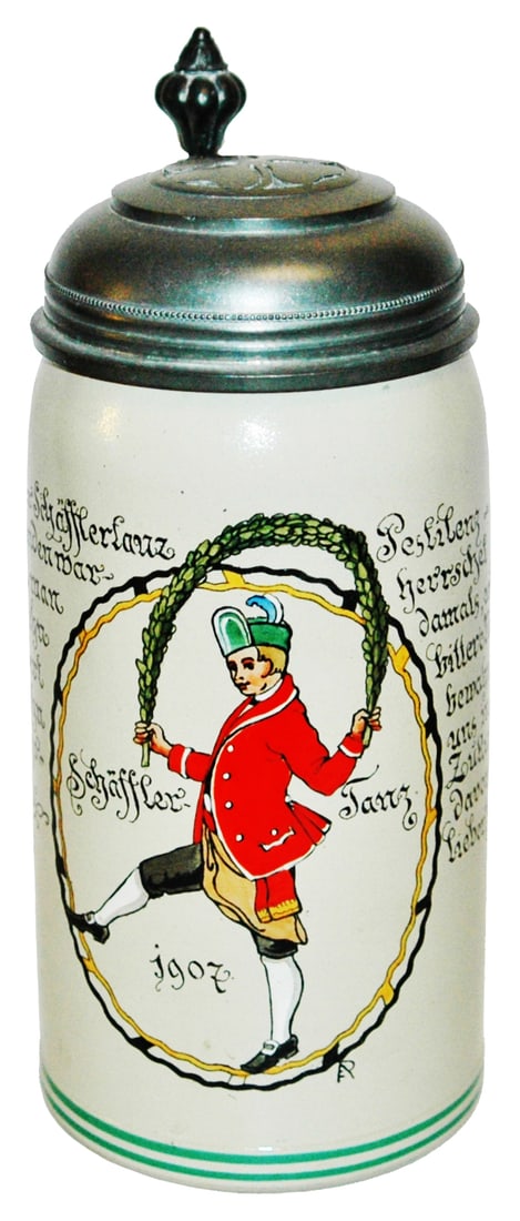 1L Franz Ringer Man w Wreth Stoneware Stein (1 of 5)