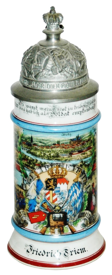 Regimental Inft Metz Stein w Crown Finial (1 of 4)