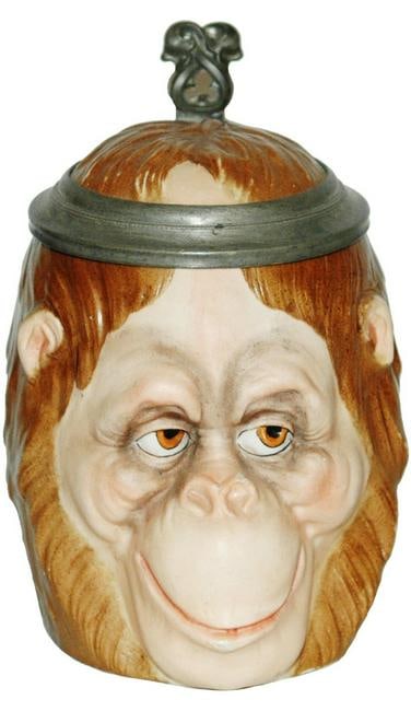 Bohne Orangutan Ape Head Character Stein (1 of 4)