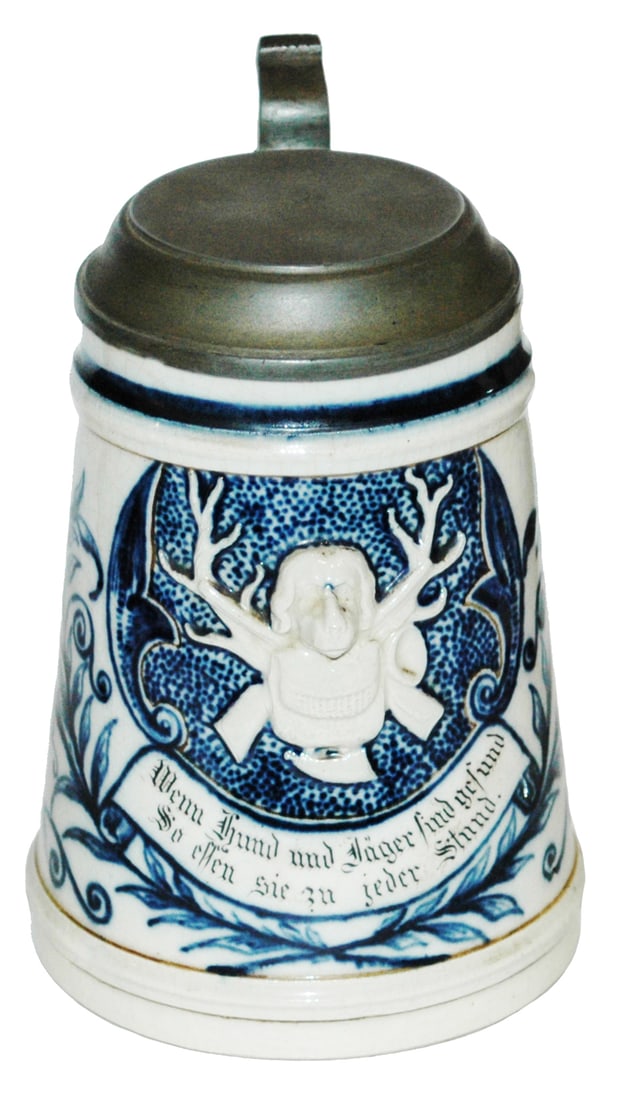 Klammath Faience Stein w Hunting Dog & Rifles (1 of 4)