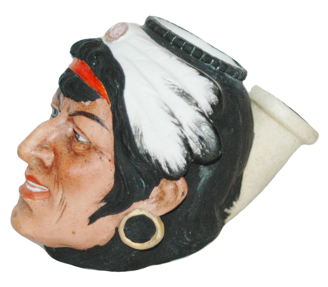 Bohne Porcelain Indian Character Pipe Head (1 of 1)