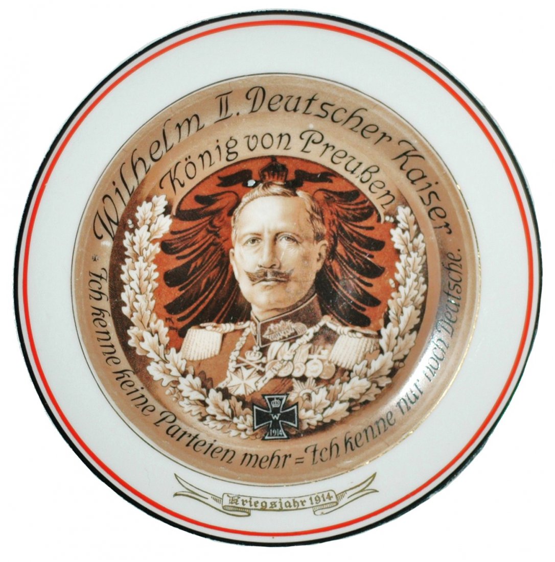 Porcelain Kaiser Wilhelm II Plate: Porcelain 8" POG Plate. Kaiser Wilhelm II. Mint.